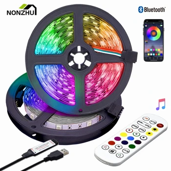 LED Szalag Bluetooth Vezérlő Flexibilis RGB 5050 Dekoráció Nappali Fita Lámpa Világító String Hálószoba Háttérvilágítás