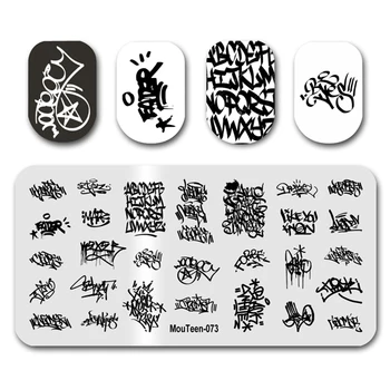 Legújabb Köröm Bélyegző MouTeen073 Amerikai Levelek Graffiti Köröm Bélyegző Lemezek Manikűr Készlet Nail Art Bélyegzés