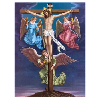 LZAIQIZG Diy Gyémánt Festmény Jézus Kereszt Teljes Négyzet/Kör Mozaik Hímzés Keresztény Vallás Fali Matricák Gyémánt Művészet