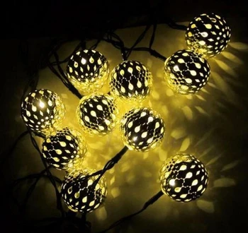 Marokkói Napelemes LED String Fény Kerti Party Dekoráció Tündér lámpa labda
