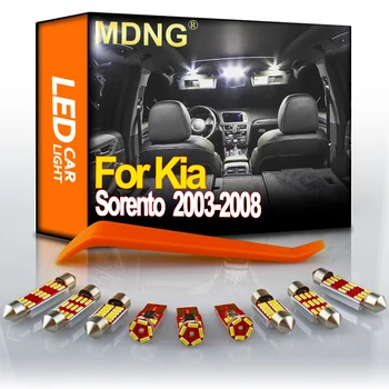 MDNG 14X Izzók LED-es Belső Világítás Készlet 2003 2004 2005 2006 2007 2008 Kia Sorento Térkép Kupola Csomagtartóban Kesztyűtartóban Rendszámtábla Lámpa