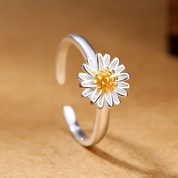 Nyitott Méret Ezüst Színű Virág Gyűrű Női Divat koreai Stílus Aranyos Levél Plum Blossom Ujj, Lábujj Gyűrűk Parti Ékszer ER1162