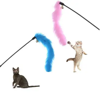 Random Szín Vicces Macska Stick Játékok Színes Törökország Tollak Ugratni Macska Stick Interaktív Játékok Kisállat Macska Játszik Pet Képzés Játék