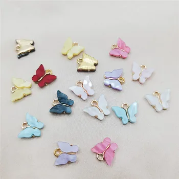 színes Műgyanta pillangó Medálok medál DIY Kézzel készített ékszer készítés, Nyakláncok fülbevalók kiegészítők, nagykereskedelmi 13mm x13mm 10db