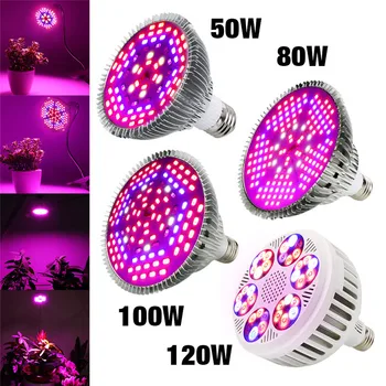 Teljes Spektrumú 30W/50W/80W/100W/120 w-os AC85~265V UV+IR E27 LED Nő Könnyű A Virágzó Növények Hidroponikus Rendszer LED Akvárium Lámpa