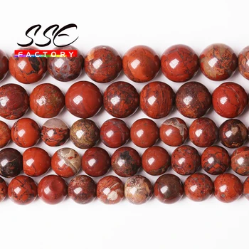 Természetes Vörös Jaspers Kő Gyöngyök Piros Brecciated Jaspers Kör Laza Gyöngyök 15