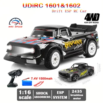 UDIRC 1601 1602 RC Autó 1/16 2.4 G Brushless 4WD 50 km/H Sebességű Távirányító Drift ESP Autó LED RTR Jármű, Játék, Ajándék Kölyök
