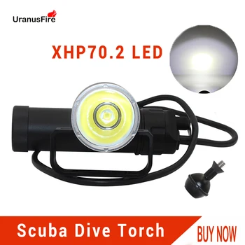 Uranusfire XHP70.2 LED-es Tartály Merülés Lámpa 4000lm Zseblámpa Vízálló Búvár Víz alatti Videó Fáklya powered by 8*18650