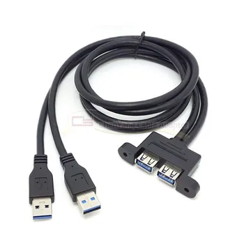 USB 3.0 a Férfi-Nő Kábel USB 3.0 Combo Dual Férfi-Nő Hosszabbító Kábel Csavar Panel Mount Lyukak 50cm/0,5 m 80cm/0,8 m