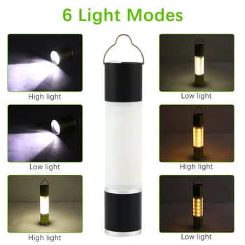 USB Újratölthető Lógó Lámpa Zseblámpa Nagyítható Protable LED Zseblámpa Kemping Sátor Lámpa Torch Kültéri Világítás Éjszakai Fény