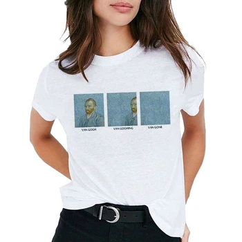 Van Gogh női póló Olaj Art Print póló, női top, Alkalmi új streetwear tshirt grafikus póló, Harajuku Femme 2019