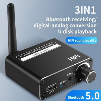 Vaorlo 3 Az 1-Ben Coaxiale Optische Vezel Dac Bluetooth-Compatibel 5.0 Ontvanger Digitale Audio Analoog Átalakító 3,5 Mm-Es Aux Adapter