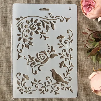 Új 26cm Madár, Virág DIY Kézműves Réteg Stencil Festmény Scrapbooking Bélyegzés Dombornyomás Album Papír Kártya Sablon