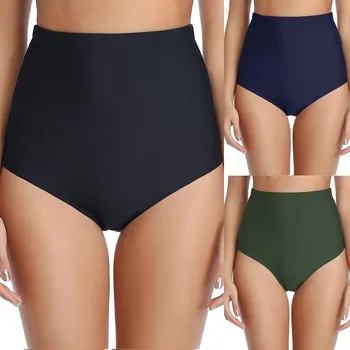 Új, Magas Derék Bikini Nadrág Plus Size Női Fürdőruha Nadrág, Szexi fürdőruha egyszínű Új Nők Úszás Bikinit 2022